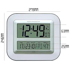 Jumbo LCD Radio Controlled Wall Clock with Temperature and Humidity display YC8050