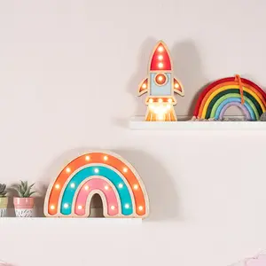 ValueLights Kids Battery Powered Wooden Rainbow Wall or Table Lamp