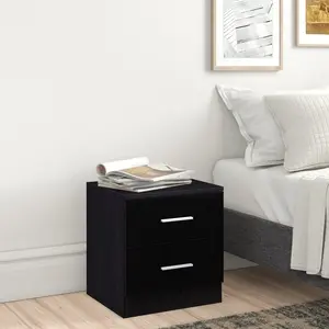 Eva 2 Drawer Bedside Table Black Oak/Gloss Black