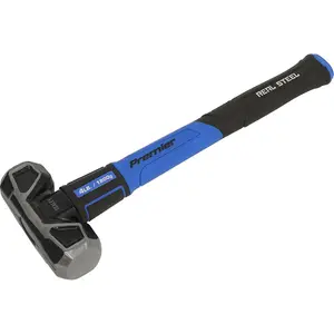 4lb Short Handled Sledge Hammer - Fibreglass Shaft - Rubber Grip - Carbon Steel