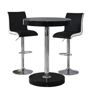 Furniture In Fashion Havana Bar Table In Black With 2 Ritz Black And White Bar Stools