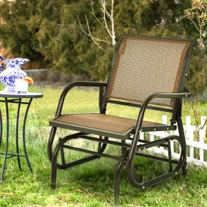 Costway Outdoor Swing Glider Chair Patio Garden Rocking Chair w/ Metal Frame