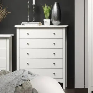 5 drawer chest of drawers, Como White