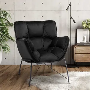 Velvet Black Eliana Accent Chair