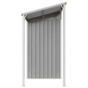 Broghin Garden Shed with Extended Roof Outdoor Tool Shed Storage Shed Steel Light Grey