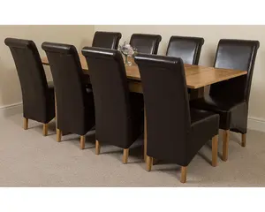 Richmond 140cm - 220cm Oak Extending Dining Table and 8 Chairs Dining Set with Montana Brown Leather Chairs