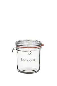 Luigi Bormioli Lock-Eat Clear Round Glass Microwave Safe Food Storage Jars with Lids Pack of 3