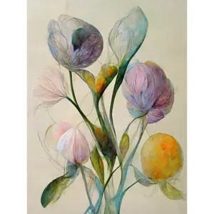 Modern Elegant Pastel Bouquet Abstract Flowers - Print Unframed / 25.9cm H x 20.6cm W x 1.5cm D