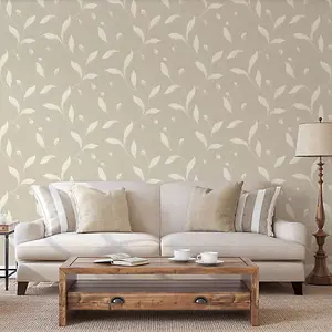 Tiffany Floral Trail Textured Heavyweight Vinyl Wallpaper Beige Belgravia 41337