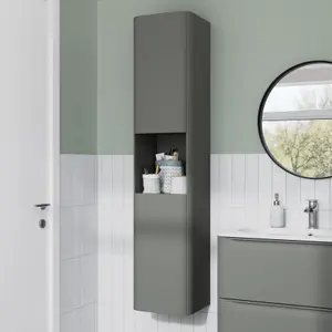 GoodHome Nevado Tall Matt Green Double Bathroom Column cabinet (H)160cm (W)35cm