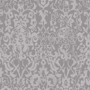 Next Majestic damask Grey Metallic effect Smooth Wallpaper