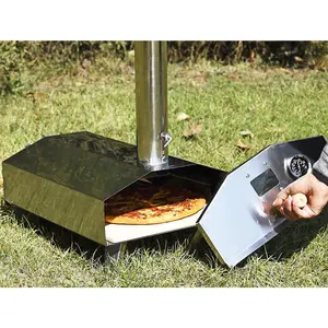 NJ Outdoor Pizza Oven Wood Fired Stainless Steel Portable Camping Stone Thermometer