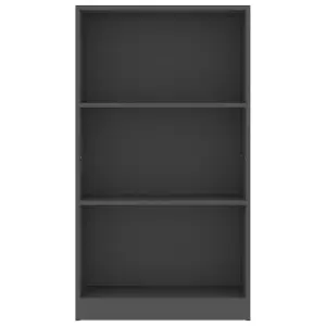 Berkfield 3-Tier Book Cabinet Grey 60x24x109 cm Engineered Wood