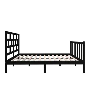 Berkfield Bed Frame Black Solid Wood Pine 140x190 cm