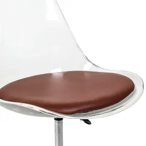 Soho Clear Plastic Dining Chair with Swivel Base Chocolate