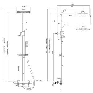 Rinse Bathrooms Thermostat Shower System, Twin Head Thermostatic Shower Mixer Set with 8" Round Rainfall Shower Head