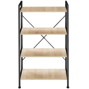 Bookcase Leeds 4 Shelves - industrial wood light, oak Sonoma