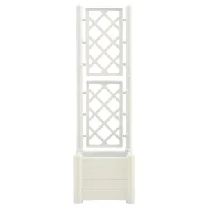 Berkfield Garden Planter with Trellis 43x43x142 cm PP White