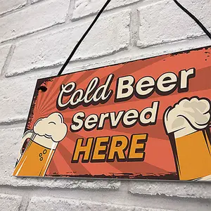 Red Ocean Bar Signs And Plaques Cold Served Here Novelty Bar Sign Man Cave Sign Gift