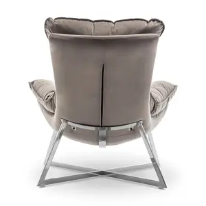 Velvet Light Grey Pierina Accent Chair