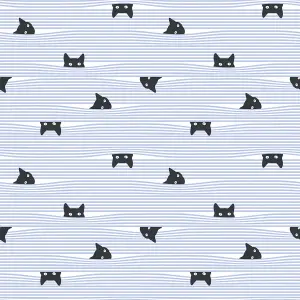 Bobbi Beck eco-friendly blue cat wallpaper