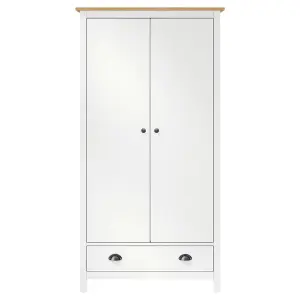 2-Door Wardrobe Hill White 89x50x170 cm Solid Pine Wood