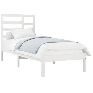 Berkfield Bed Frame White Solid Wood 90x200 cm