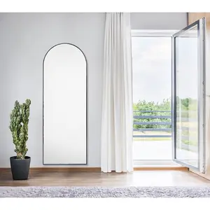 Salma Metal Flat Mirror Matte Black/Bevel Edge / 170cm H x 61cm W