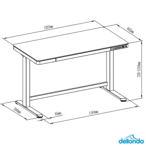 Large Black Electric Sit-Stand Desk with USB Ports and Twin Monitor Bracket