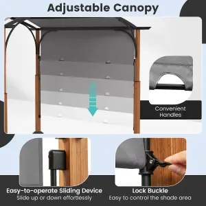 Costway 300 x 360cm Arched Patio Pergola w/ Retractable Canopy Outdoor Metal Gazebo