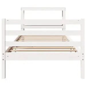 Berkfield Bed Frame without Mattress White 75x190 cm Small Single Solid Wood Pine