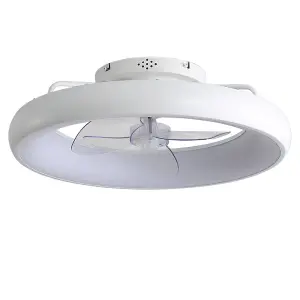 White Ceiling Fan with Lights Dimmable LED Reversible 3 Blades 6 Speed with Remote Control