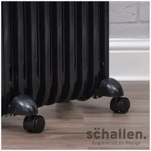 Schallen Oil Filled Radiator 2000W 9 Fin Portable Heater with Thermostat - BLACK