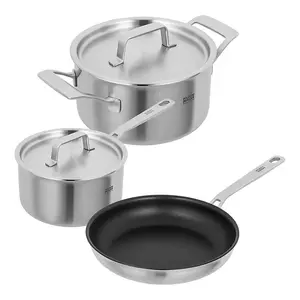 Kuhn Rikon Culinary Fiveply Stainless Steel Induction Safe 3-Piece Mixed Cookware Set