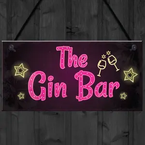 Red Ocean Novelty Gin Bar Sign Neon Effect Home Bar Man Cave Kitchen Sign Gin Gifts