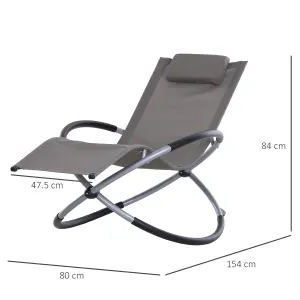 Outsunny Orbital Lounger Zero Gravity Patio Chaise Foldable Rock Chair w/ Pillow