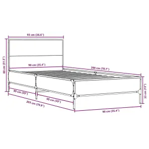 Berkfield Bed Frame without Mattress Brown Oak 90x200 cm