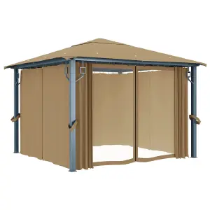 Berkfield Gazebo with Curtain 300x300 cm Taupe Aluminium