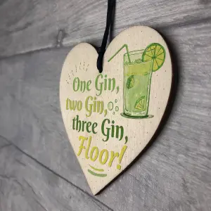 Red Ocean One Gin Novelty Friendship Wooden Hanging Heart Plaque Joke Garden Sign Birthday Gift