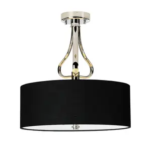 IP44 3 Bulb Semi Flush Light Black LampShade Bulb Inc Chrome LED G9 3.5W