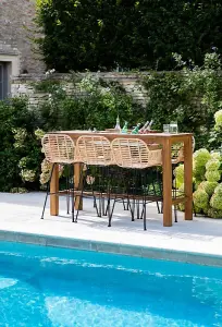 Garden Trading St Mawes Outdoor Drinks Flower Planter Bar Table Only Teak Wooden