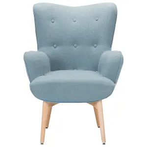 Wingback Chair VEJLE with Footstool Fabric Light Blue