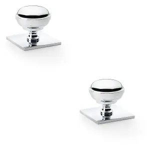 2 PACK - Classic Round Cabinet Door Knob & Matching Backplate Polished Chrome 38mm Handle