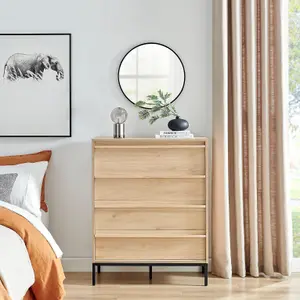 Furniturebox UK Svit Oak Effect Wooden Chest of 4 Drawers