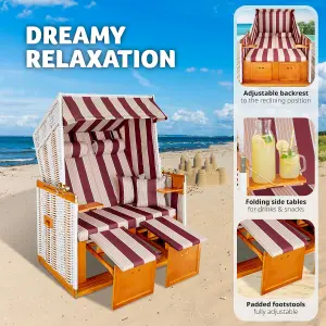 Beach chair with cushions - red/white