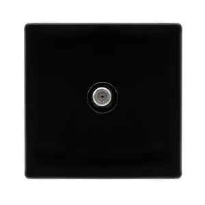 Matt Black Screwless Plate Satellite Socket 1 Gang - Black Trim - SE Home