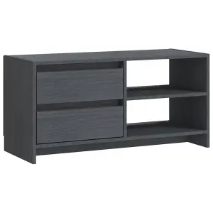 vidaXL TV Cabinet Grey 80x31x39 cm Solid Pinewood