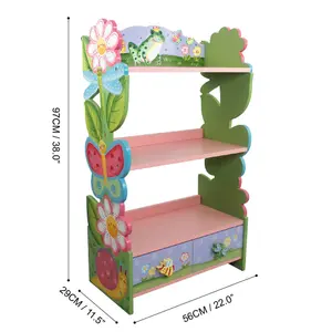 Fantasy Fields Magic Garden 3-Tier Wooden Bookcase and Storage Drawers, Multi