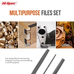 Hi-Spec 3pc Steel Large Hand File Set in a Wallet Holder. Flat, Round & Half-Round Sizes for Metal, Wood and Craftwork