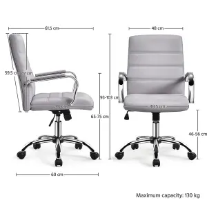 Yaheetech Height Adjustable PU Leather Office Chair with Armrests - Light Grey